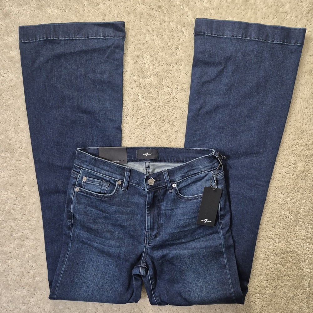 7 for All Mankind Dojo Jeans Womens 28/34 Blue Flare Stretch Disco 70s Festival